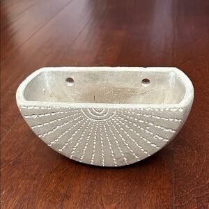 Half Moon Shape Cement Wall Planter in Gray